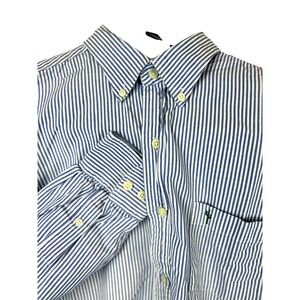 CARDON Mens Blue White Stripe Button Down Shirt Long Sleeve Casual Cotton Size 9